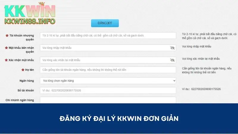 Đăng ký đại lý Kkwin đơn giản khi thực hiện
