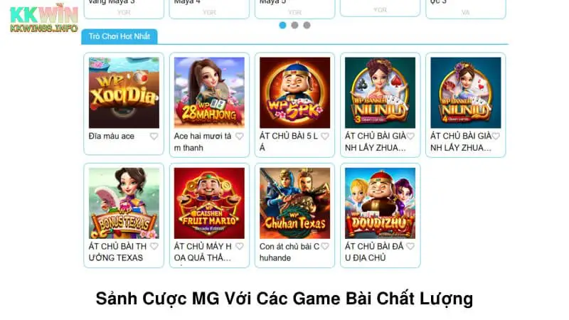 Sảnh cược MG với các game bài chất lượng 