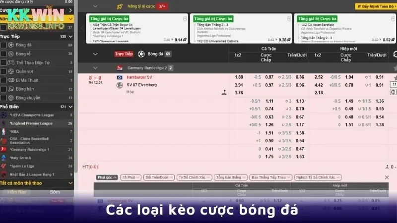 Các loại kèo cược bóng đá