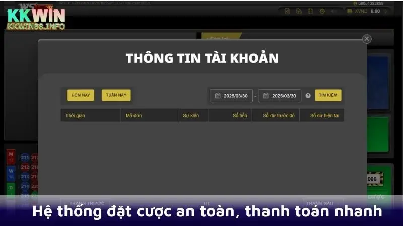 Hệ thống đặt cược nhanh, an toàn