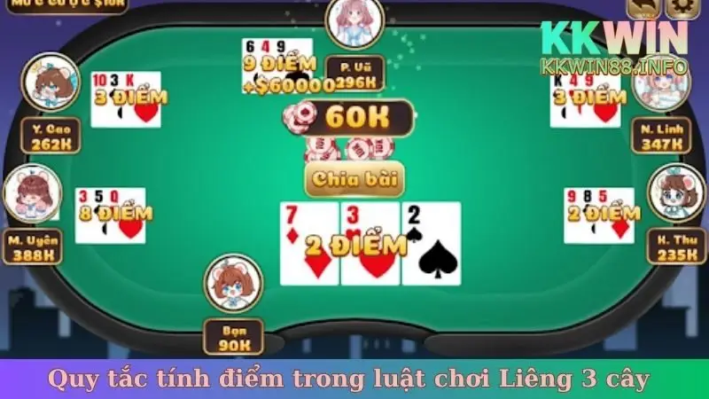 Quy tắc tính điểm trong luật chơi Liêng 3 cây